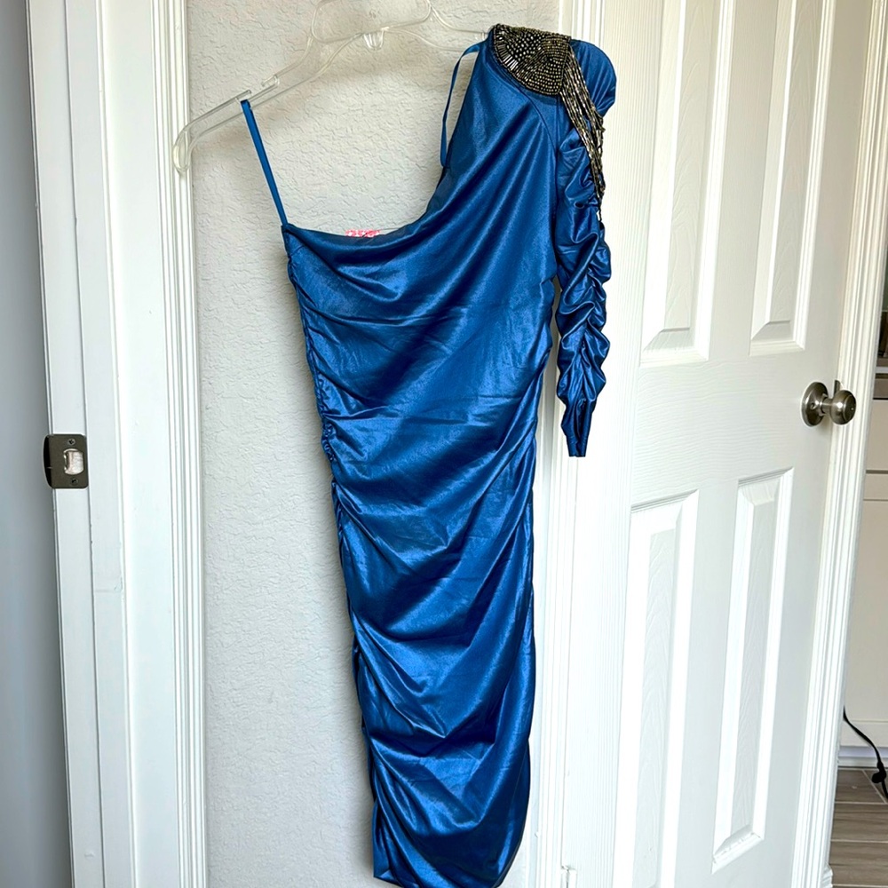 NWT - blue one shoulder dress - size 6
